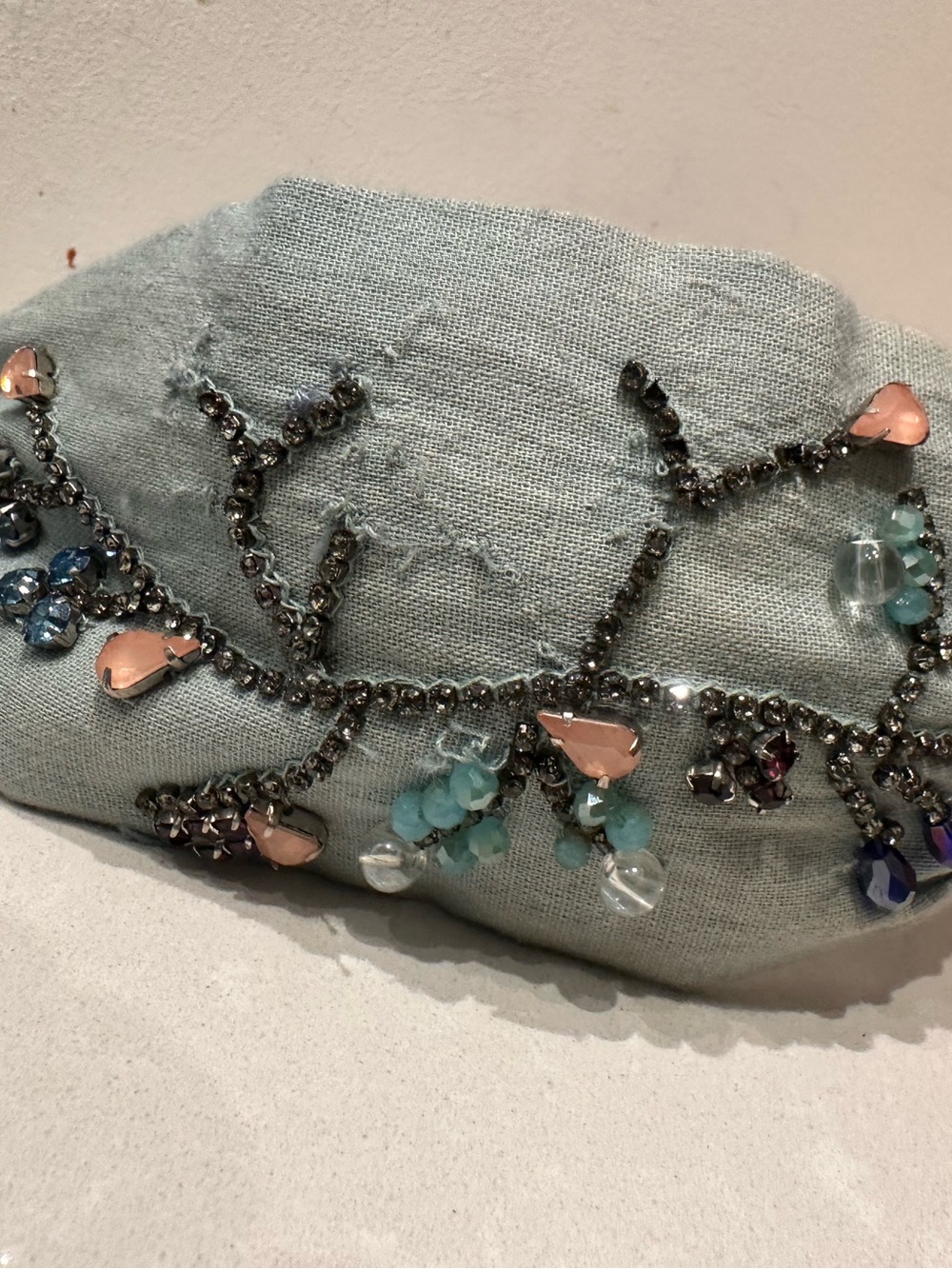 NamJosh Embellished Floral Crystal Headband - Light Blue, Gray & Pink - One Size - Picture 4 of 5